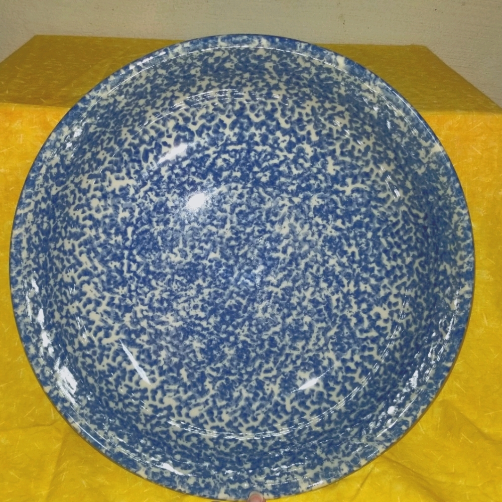 Henn Large Blue Sponged Serving Bowl